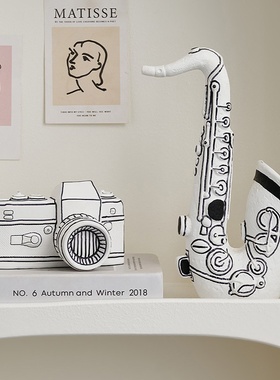 复古简约陶瓷照相机收音机摆件家居酒柜电视柜装修摆件卧室装饰品