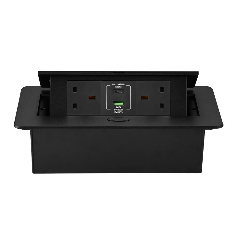 工厂UK英标电源插座13A/220V快充USB type-c 嵌入台面桌面插座