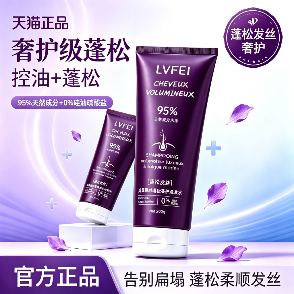 无硅油洗发水海藻成分深层清洁清爽控油柔顺蓬松洗发露控油正品女