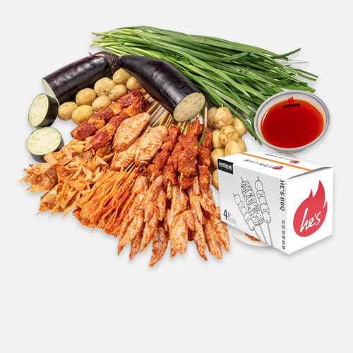 烧烤食材新鲜串制何师烧烤带烤炉