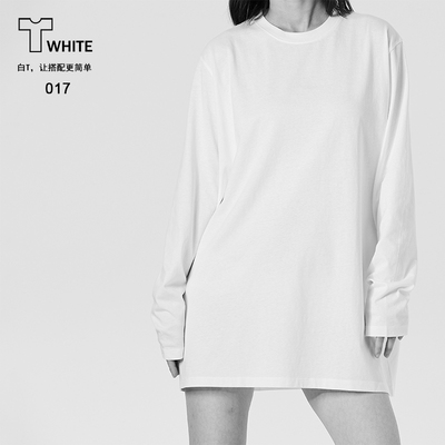 Twhite017堆堆袖oversize白T裙