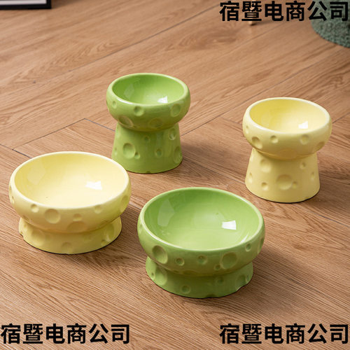 猫碗陶瓷高脚防打翻大口径