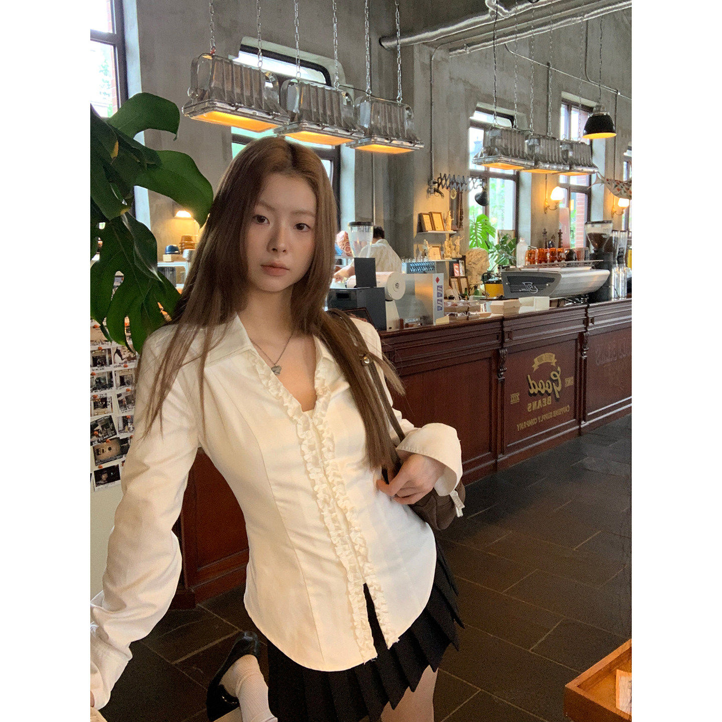 红人馆白色衬衫女春季202