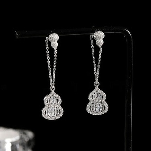 满钻精致轻奢葫芦吊坠流苏耳环女高级感气质百搭简约时尚大气耳饰