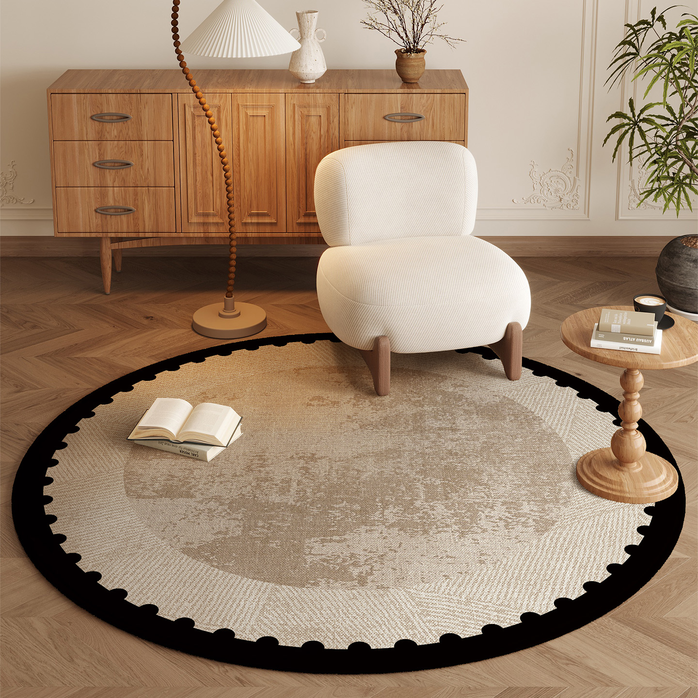 客厅地毯奶油风免洗可擦高级感沙发茶几椅子圆形地垫卧室床边脚垫