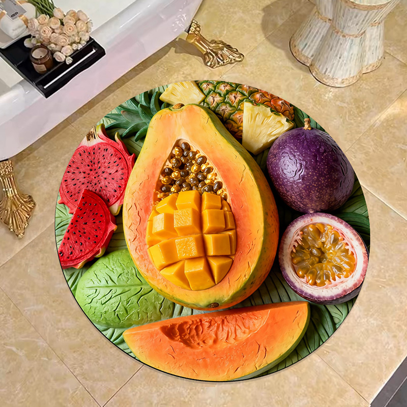 热带鲜果盛宴3D硅藻泥地垫浴室速干吸水垫仿真实果防滑脚垫子耐磨