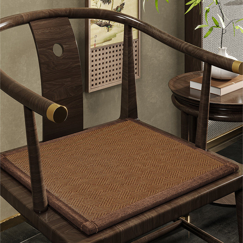 新中式椅子坐垫藤编椅垫透气防滑办公室榻榻米餐椅家用凳子垫子夏