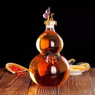 网红空酒瓶葫芦酒瓶高硼硅耐热玻璃泡酒专用玻璃瓶无铅无毒耐高温