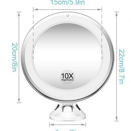 10倍放大led带灯壁挂式化妆镜万向360度折叠镜子MFlexible Mirror