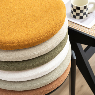 圆形坐垫泰迪绒奶油风高档防滑记忆棉毛绒餐椅座垫地上飘窗卡座垫