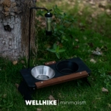 WELLHIKE уличная стойка для мисок для домашних животных, черный орех, еда для кошек и собак, кемпинг, анти-наконечник, стойка для бассейна для кормления питьевой воды, стол