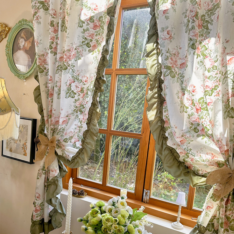 卧室客厅窗帘棉麻遮阳美式田园风