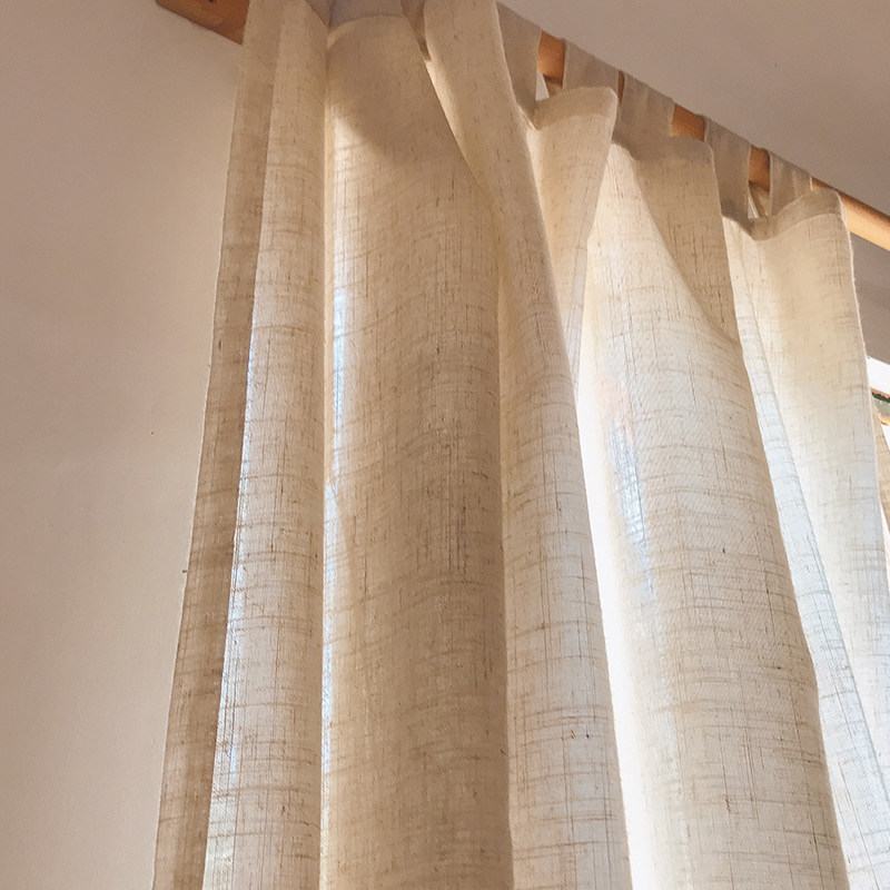 日式半遮光窗帘吊带款免打孔出租屋咖啡店民宿风文艺成品帘可定制