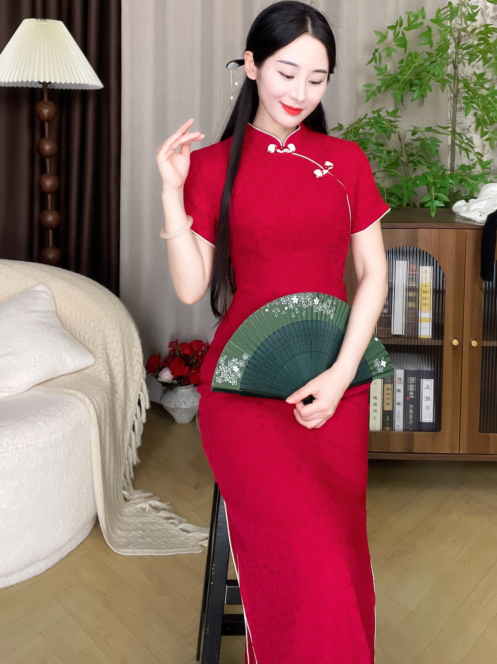 【步小姐旗袍—红琼黛】泡泡纱柔软轻薄舒适红色日常显白送考旗袍