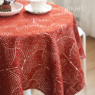 轻奢高级感复古方圆形餐桌布绒感喜庆氛围感餐桌小茶几台布厚盖布