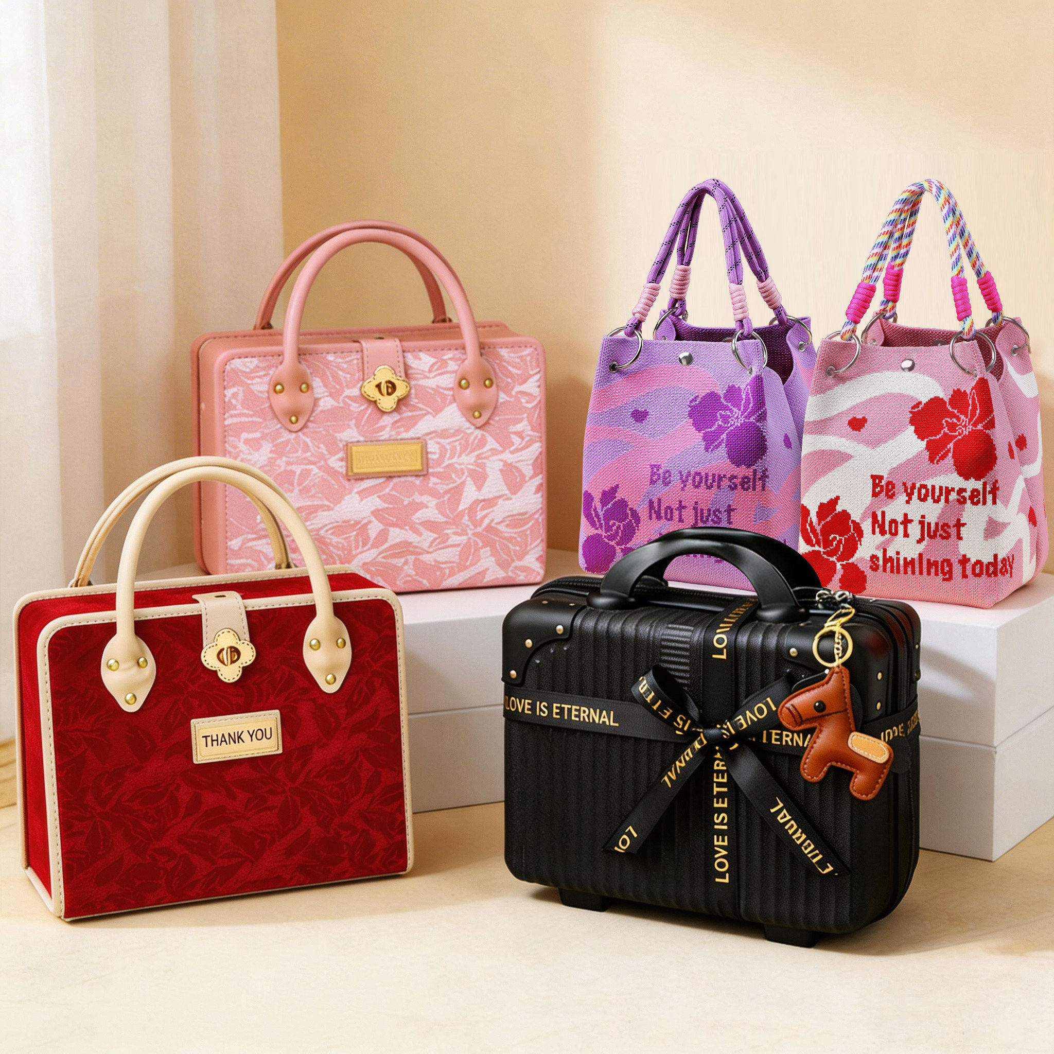 结婚伴手礼盒手提盒婚礼订婚礼品袋送伴娘伴郎回礼包装袋礼物空盒