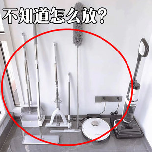 吸盘拖把壁挂夹免打孔挂钩浴室卫生间强力拖布扫把固定挂架置物架