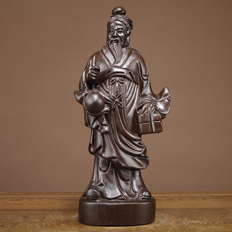 黑檀木雕神医华佗雕像摆件实木质雕刻家居装饰药铺摆设红木工艺品