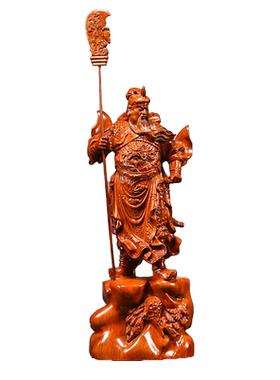 花梨木雕刻关公像摆件大号财神爷家居公司装饰红木工艺品开业送礼