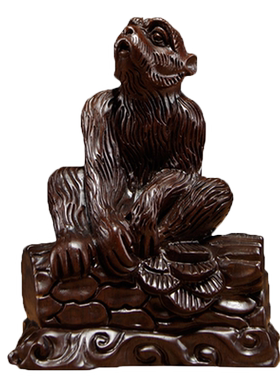 实木雕刻生肖猴家居客厅工艺品