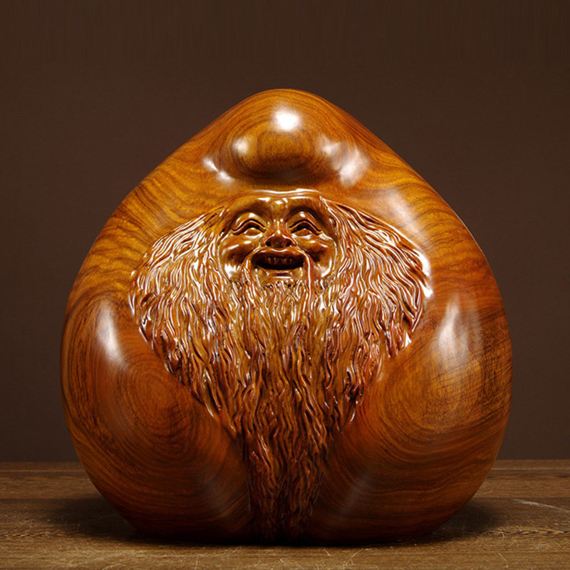 雕刻福寿桃生日红木工艺品送长辈