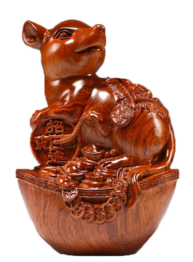 木雕老鼠摆件开业送礼家居装饰