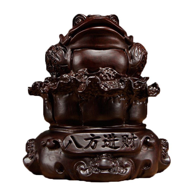 黑檀木三足金蟾家居客厅工艺品