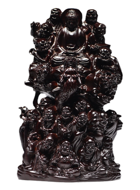 木雕十八罗汉摆件黑檀实木质降龙伏虎尊者红木家居客厅装饰送礼品