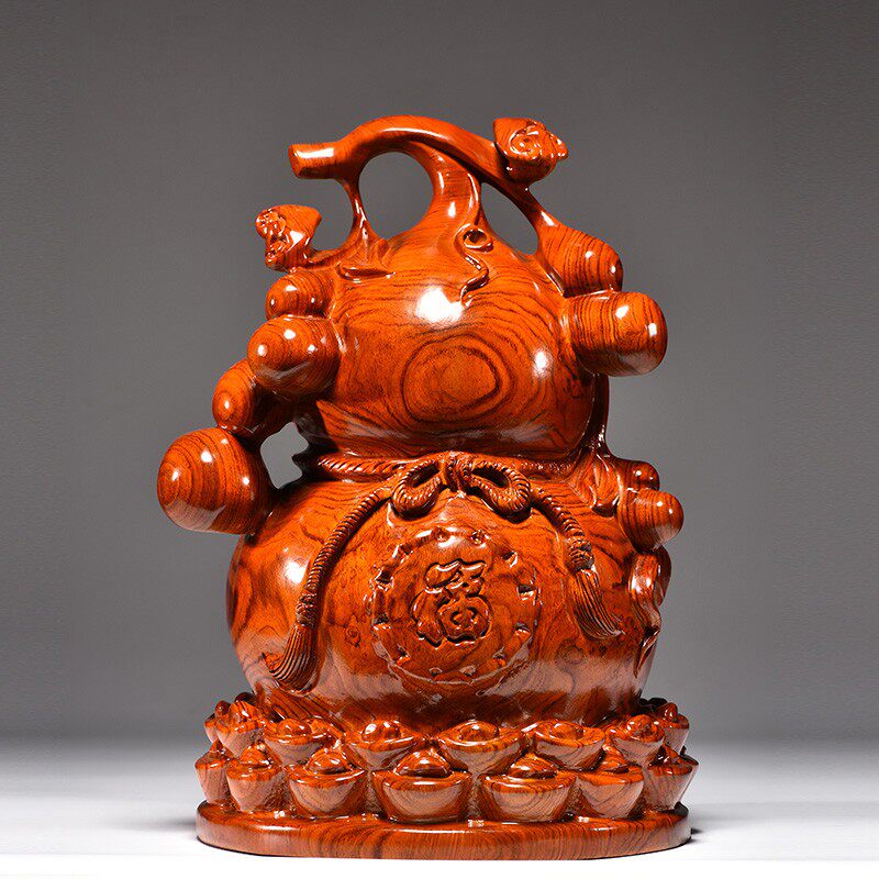 花梨木雕福禄葫芦摆件实木质大号家居客厅桌面装饰红木送礼工艺品