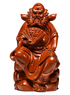花梨实木雕刻天师钟馗摆件福神像红木家居客厅玄关工艺品桌面摆设
