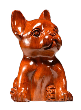 花梨木雕狗摆件十二生肖狗实木家居客厅电视柜办公装饰红木工艺品