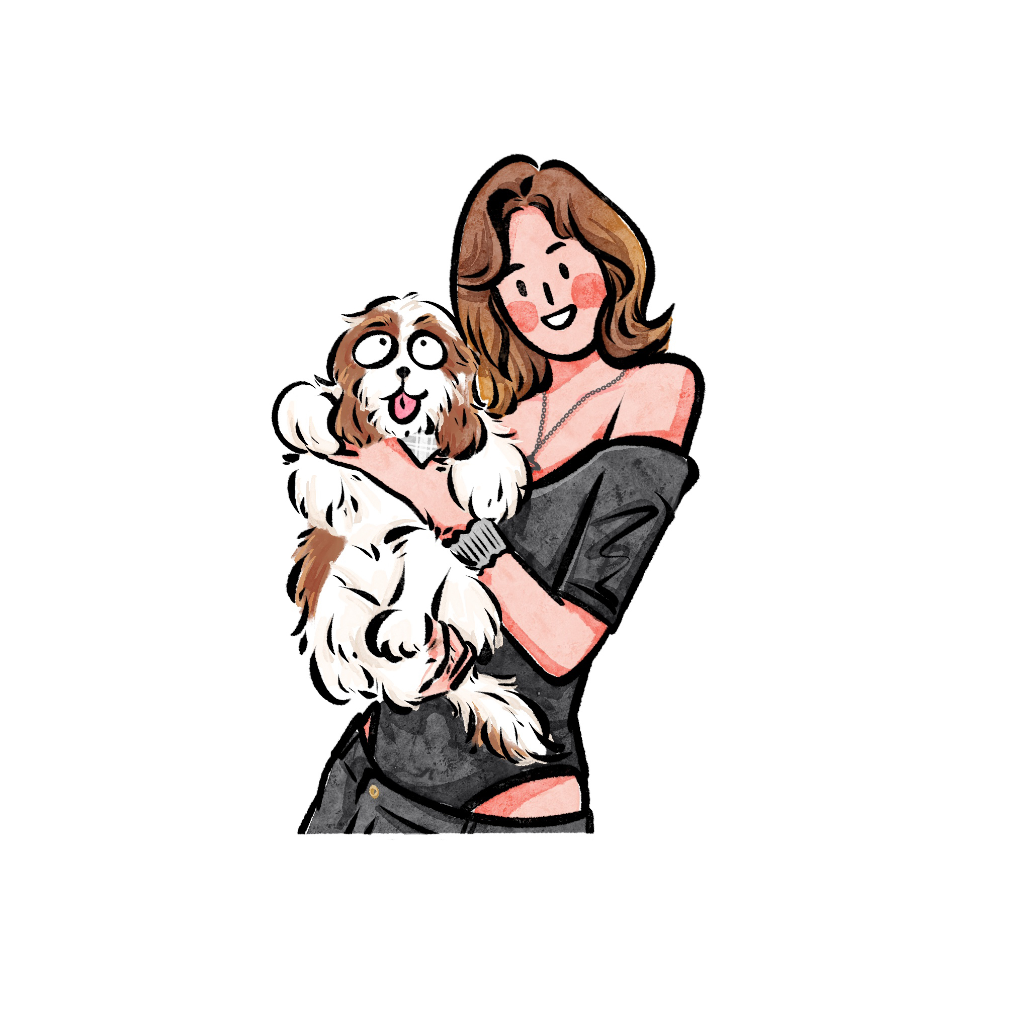 情侣手绘头像定制蜡笔风人物图片转漫画手绘宠物全家福画像约稿礼