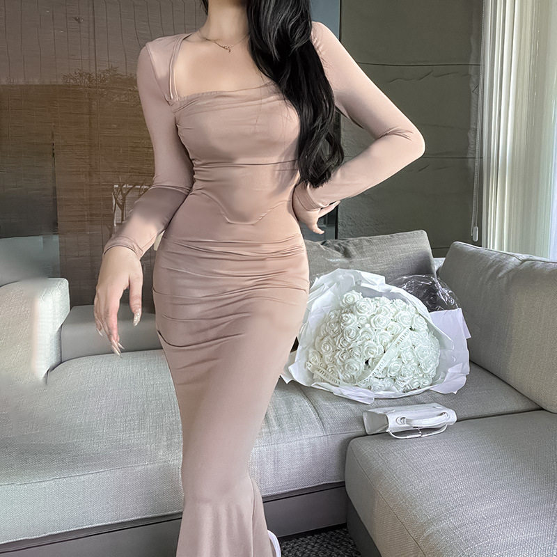 长袖鱼尾裙中腰涤纶2023年秋季