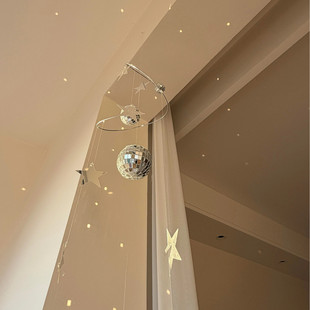 阳光捕手挂件diy镭射星星灯球氛围感阳台小挂饰卧室装饰软装风铃