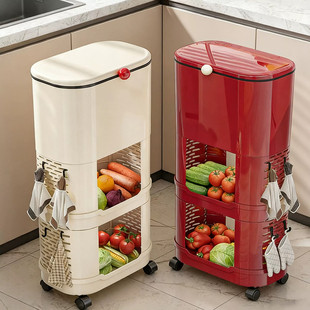 踏厨房垃圾桶家用2026新款专用免弯腰高款可移动大容量滑盖卫生桶