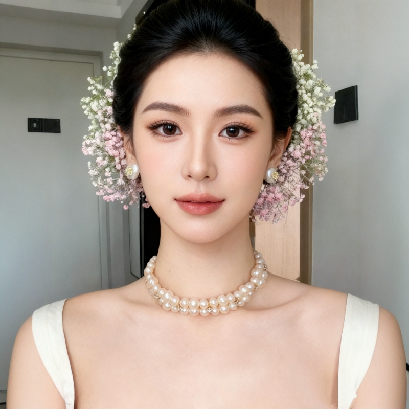 满天星晚宴发饰刘亦菲同款仿真花发饰古堡礼服头花油画感公主发夹