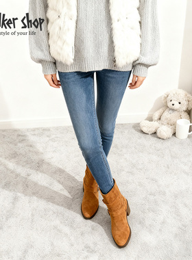 Walker Shop2025秋冬季新款复古百搭透气拼接一脚蹬厚底板鞋女鞋