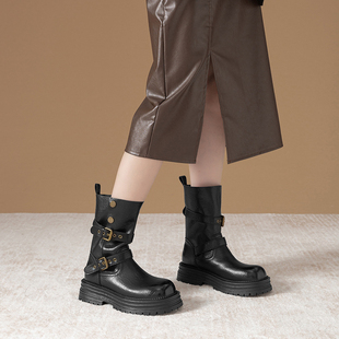 女鞋 Walker 复古百搭透气拼接一脚蹬厚底板鞋 新款 Shop2025秋冬季