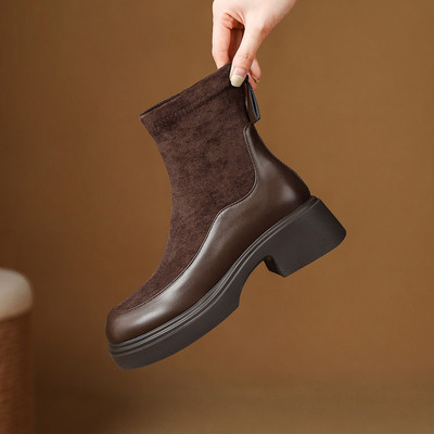 奥卡索女鞋时装短靴新款2025爆款时尚气质百搭保暖冬季马丁靴子女