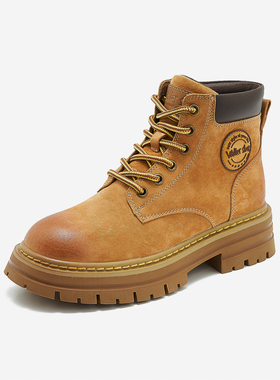 Walker Shop大黄靴2025秋冬季新款真皮厚底英伦风复古马丁靴单鞋