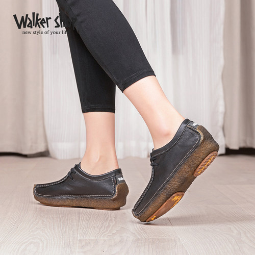 WalkerShop真皮一脚蹬豆豆鞋