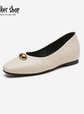 Walker Shop单鞋女2025春季新款舒适浅口鞋中跟内增高职业洋气鞋