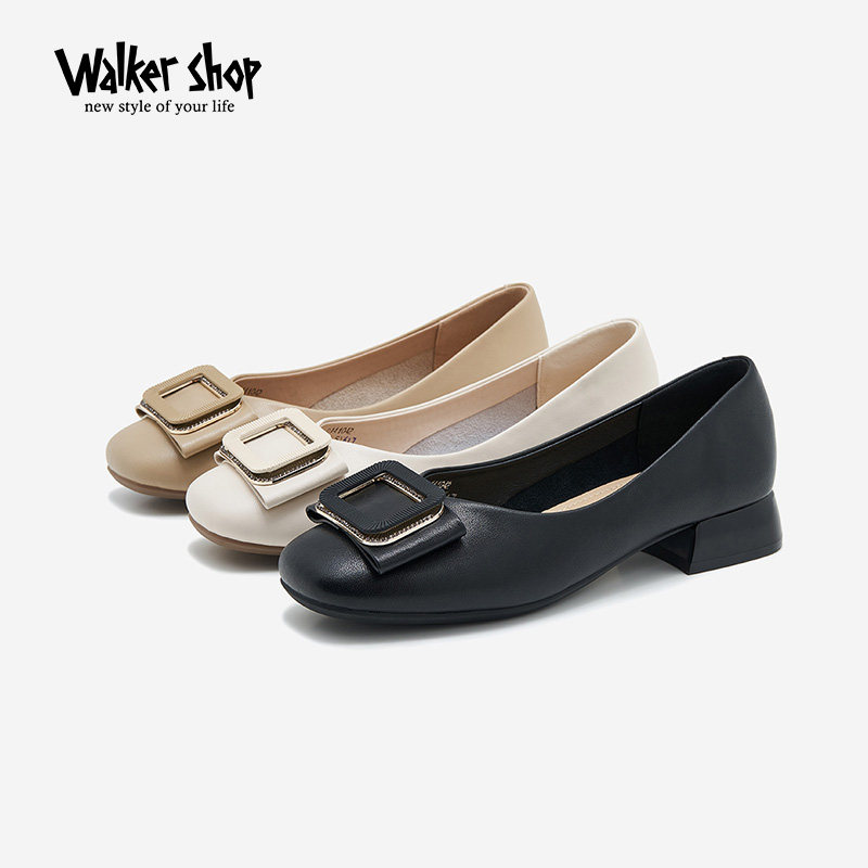 奥卡索浅口单鞋女2025年新款黑色真皮通勤女鞋低跟一脚蹬休闲鞋子,女鞋,浅口单鞋,淘宝优惠券,粉丝福利购,淘宝优惠卷