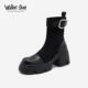 Walker Shop马丁靴女2025秋冬新显瘦厚底粗跟小个子英伦风瘦瘦靴