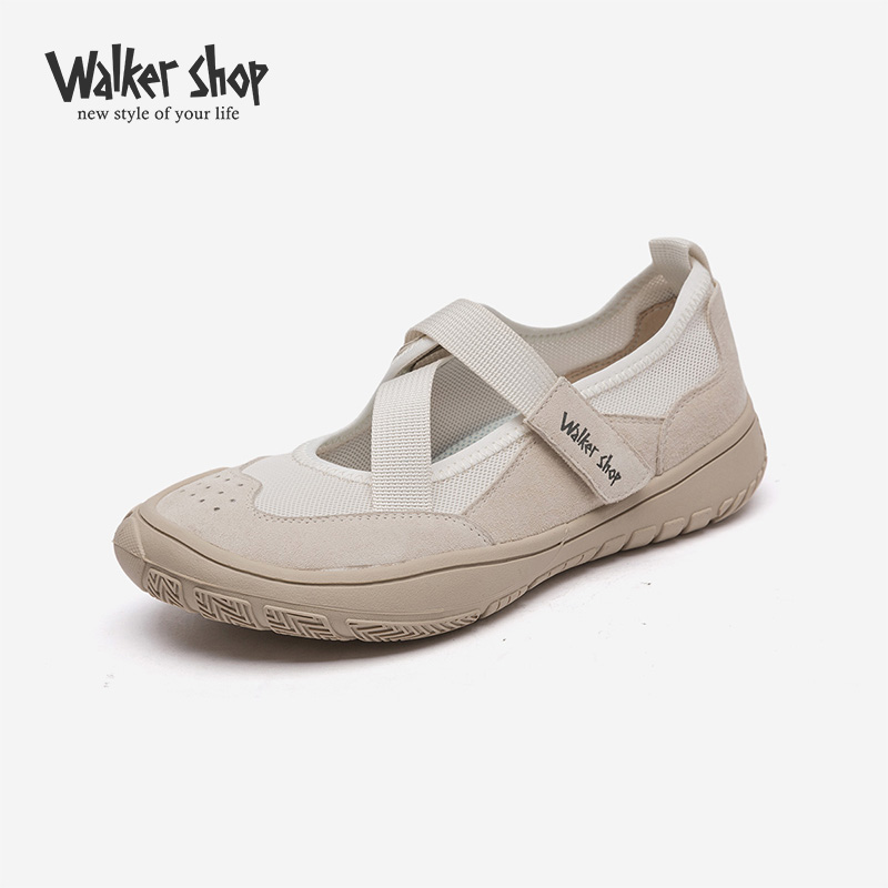 Walker Shop休闲鞋女2025春季新款魔术贴玛丽珍鞋平底浅口单鞋子