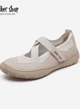 Walker Shop休闲鞋女2025春季新款魔术贴玛丽珍鞋平底浅口单鞋子