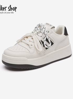Walker Shop休闲板鞋女2025春季新款时尚百搭舒适运动休闲小白鞋