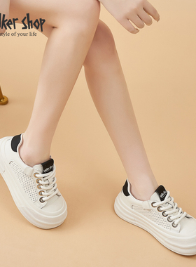 Walker Shop小白鞋女厚底2025夏季新轻便透气运动鞋增高休闲板鞋