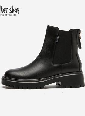 Walker Shop切尔西靴女2025秋冬新款增高厚底时尚休闲烟筒短靴子