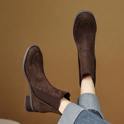 切尔西短靴鞋子女鞋新款2025爆款时尚气质粗跟冬季马丁靴子女款潮